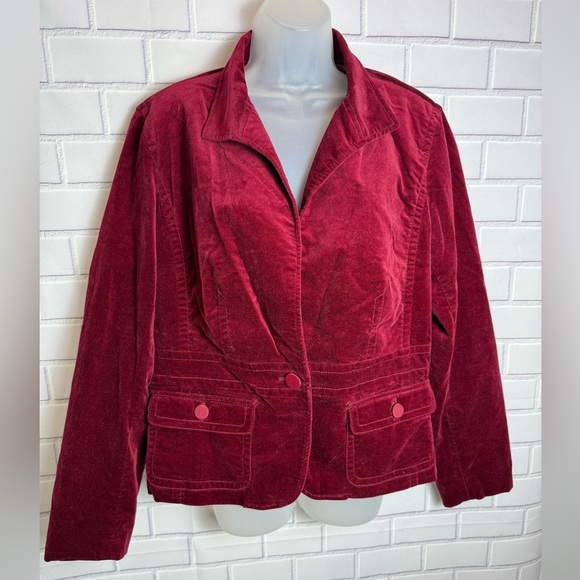 Talbots Velvet Blazer Women's Burgundy deep red Jacket/size 16 - Picture 1 of 11